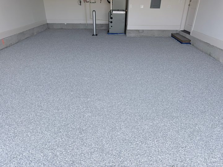 After: finished full-broadcast flake floor