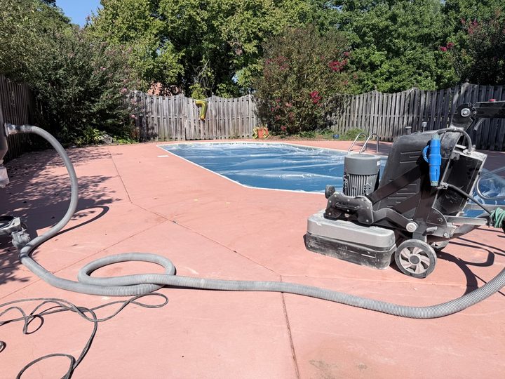 Before: old painted pool deck
